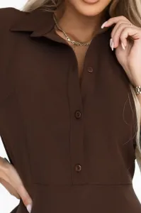 286-9 SANDY Flared shirt dress with belt - chocolate