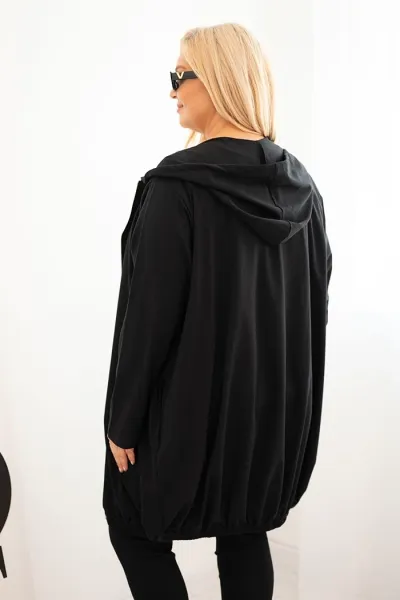 Legínovo Dámska bavlnená mikina Plus Size s kapucňou a zipsom cappuccino Farba: Čierna, Veľkosť: UNI