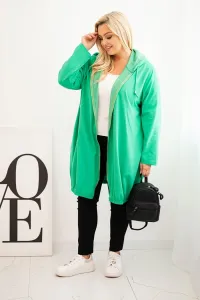 Legínovo Dámska bavlnená mikina Plus Size s kapucňou a zipsom cappuccino Farba: Zelená, Veľkosť: UNI