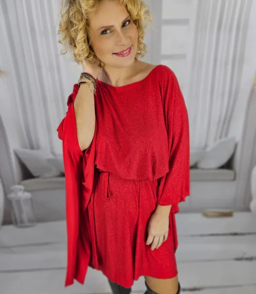 Pri Brocade Butterfly Tunic Dress tied at the waist ELENA