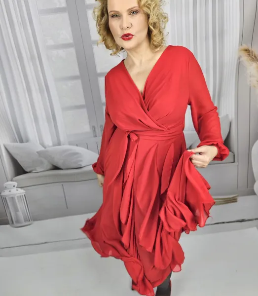 Pri Elegant dress flared hem with ruffles ADELE
