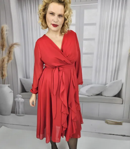 Pri Elegant dress flared hem with ruffles ADELE