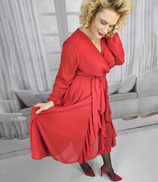 Pri Elegant dress flared hem with ruffles ADELE