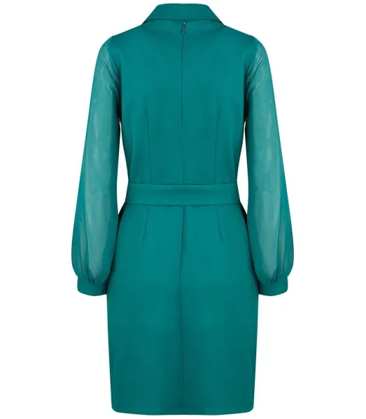 Pri Elegant navy cut dress Waist belt Gold buttons ARIEL