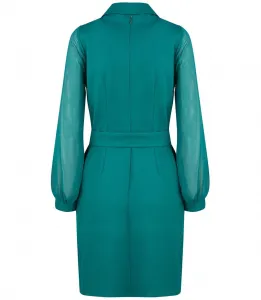 Pri Elegant navy cut dress Waist belt Gold buttons ARIEL