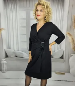 Pri Elegant midi dress stylish with buckle pencil neckline YASMIN