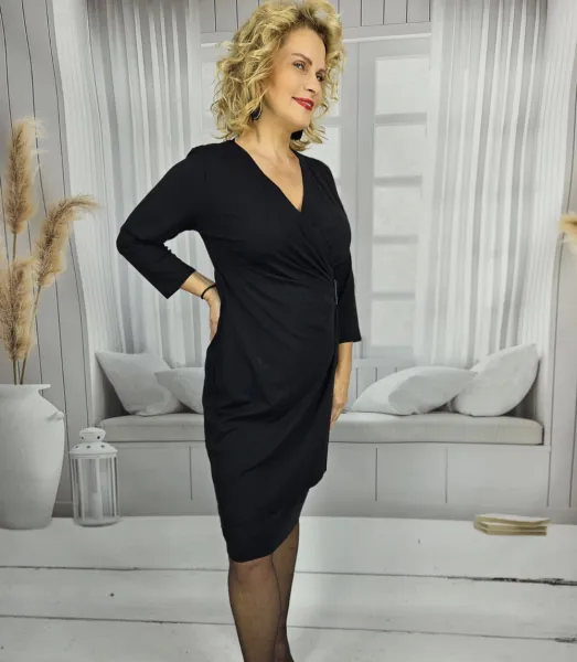 Pri Elegant midi dress stylish with buckle pencil neckline YASMIN