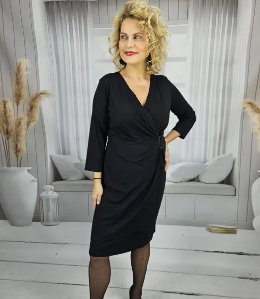 Pri Elegant midi dress stylish with buckle pencil neckline YASMIN