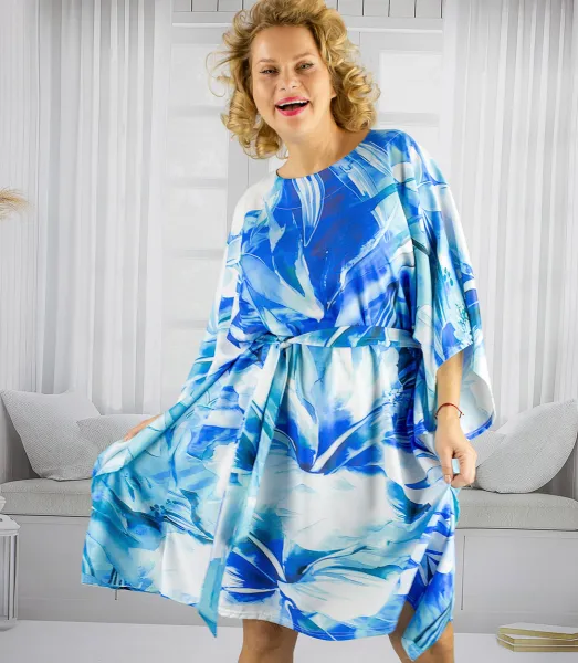 Pri Colorful Butterfly Tunic Dress Tied at the Waist AURORA