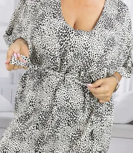 Pri Oversize dress with belt and V neckline SAFARI DREAM