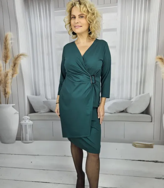 Pri Elegant midi dress stylish with buckle pencil neckline YASMIN