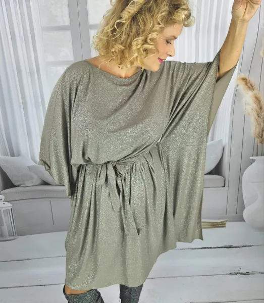 Pri Brocade Butterfly Tunic Dress tied at the waist ELENA