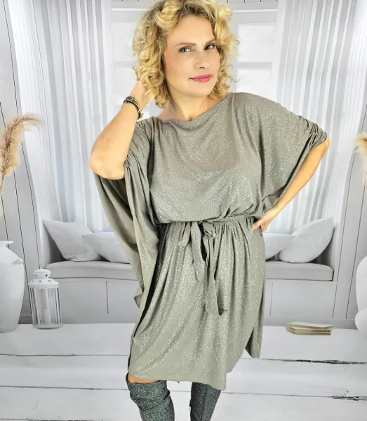 Pri Brocade Butterfly Tunic Dress tied at the waist ELENA