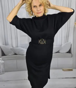 Pri Knitted midi dress with belt and bat sleeves ALENA