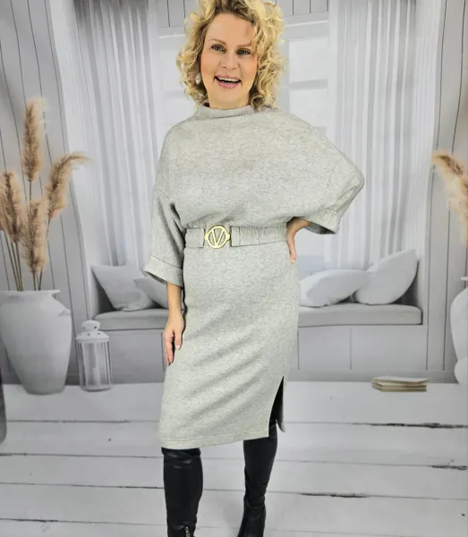 Pri Knitted midi dress with belt and bat sleeves ALENA