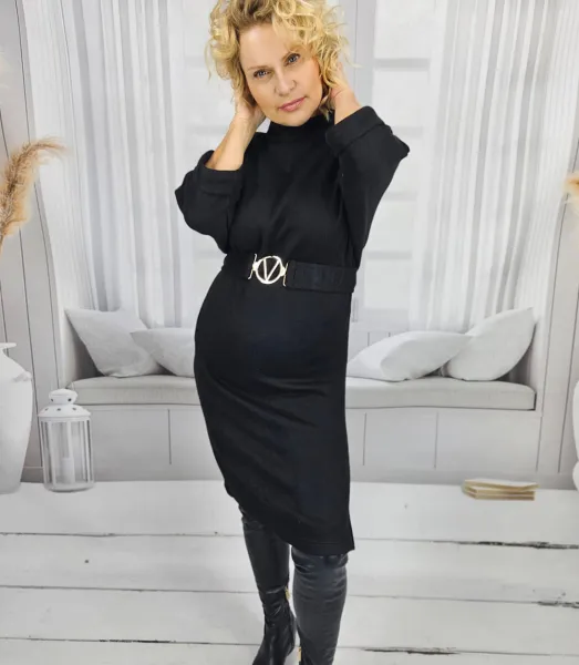 Pri Knitted midi dress with belt and bat sleeves ALENA