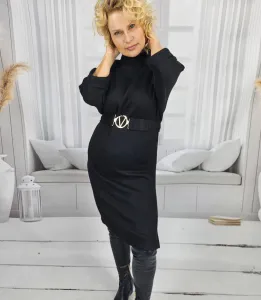 Pri Knitted midi dress with belt and bat sleeves ALENA