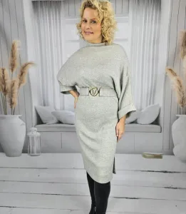 Pri Knitted midi dress with belt and bat sleeves ALENA