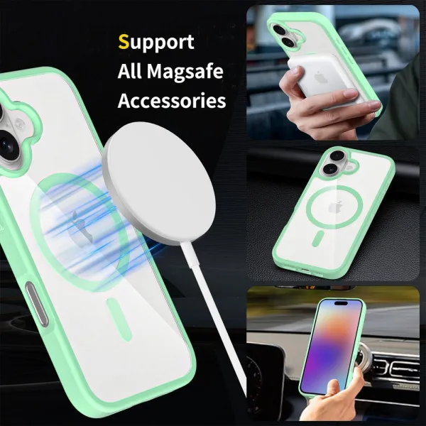 JP MagFit Clear MagSafe obal s N52 magnetom, iPhone 17, zelený