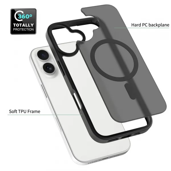 JP MagFit Colour MagSafe obal s N52 magnetom, iPhone 17, čierny