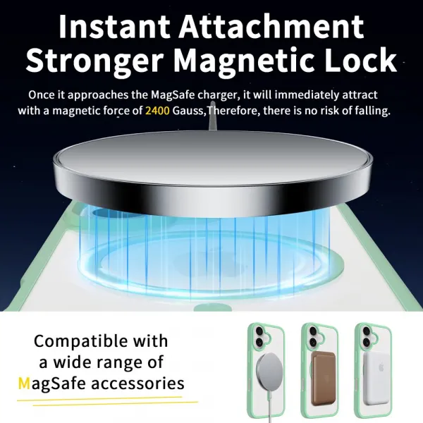 JP MagFit Clear MagSafe obal s N52 magnetom, iPhone 17, zelený