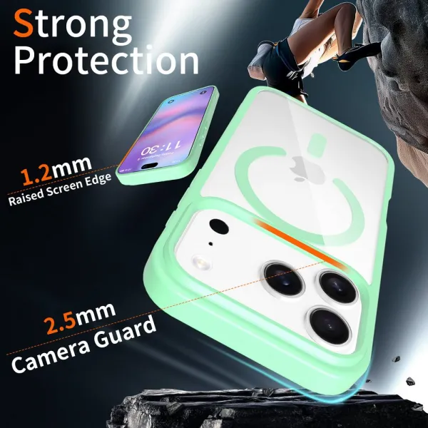 JP MagFit Clear MagSafe obal s N52 magnetom, iPhone 17 Pro, zelený