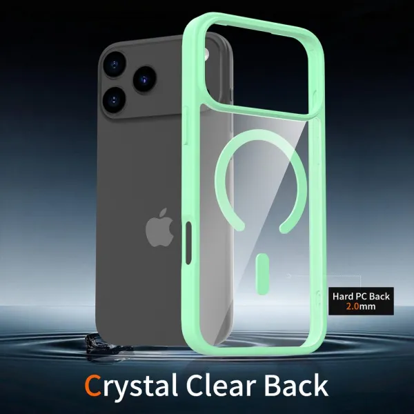 JP MagFit Clear MagSafe obal s N52 magnetom, iPhone 17 Pro Max, zelený