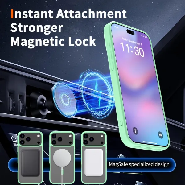 JP MagFit Clear MagSafe obal s N52 magnetom, iPhone 17 Pro Max, zelený