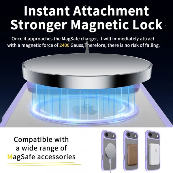 JP MagFit Clear MagSafe obal s N52 magnetom, iPhone Air, fialový