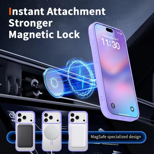 JP MagFit Clear MagSafe obal s N52 magnetom, iPhone 17 Pro, fialový