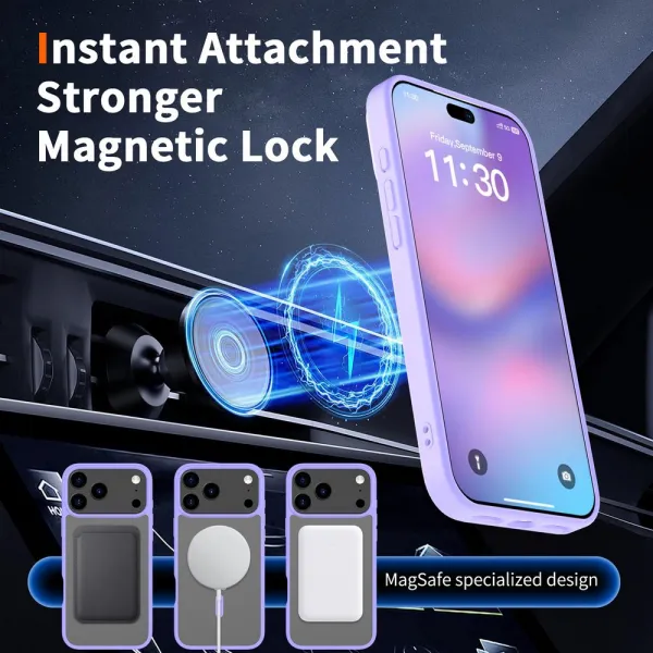 JP MagFit Clear MagSafe obal s N52 magnetom, iPhone 17 Pro Max, fialový