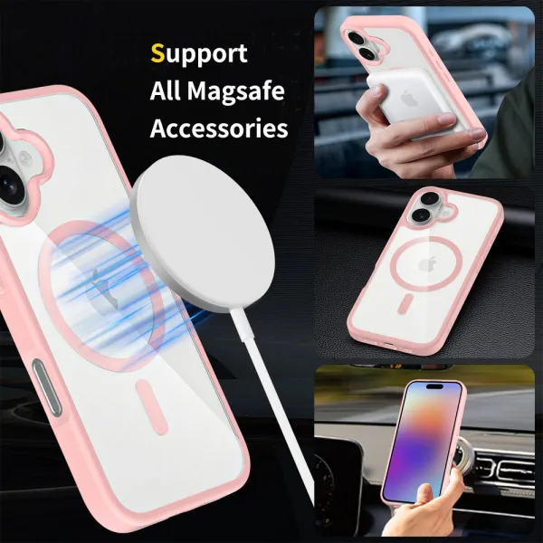 JP MagFit Clear MagSafe obal s N52 magnetom, iPhone 17, svetlo ružový