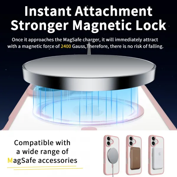 JP MagFit Clear MagSafe obal s N52 magnetom, iPhone 17, svetlo ružový