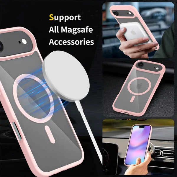 JP MagFit Clear MagSafe obal s N52 magnetom, iPhone Air, svetlo ružový