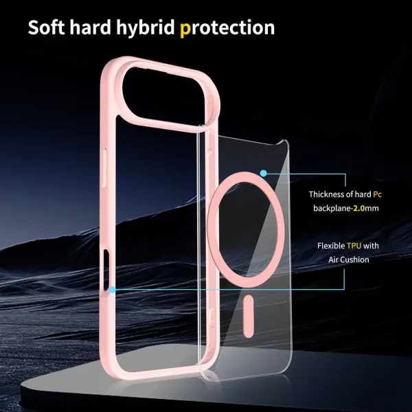 JP MagFit Clear MagSafe obal s N52 magnetom, iPhone Air, svetlo ružový