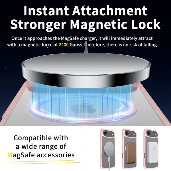 JP MagFit Clear MagSafe obal s N52 magnetom, iPhone Air, svetlo ružový