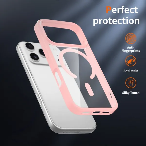 JP MagFit Clear MagSafe obal s N52 magnetom, iPhone 17 Pro, svetlo ružový
