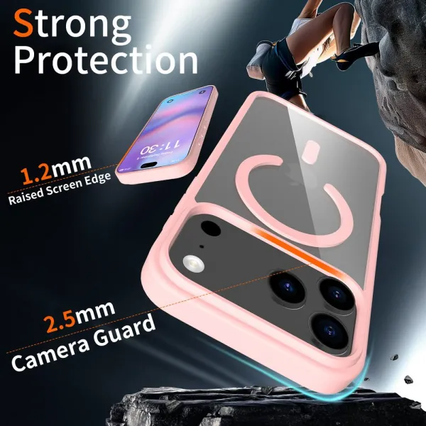 JP MagFit Clear MagSafe obal s N52 magnetom, iPhone 17 Pro Max, svetlo ružový
