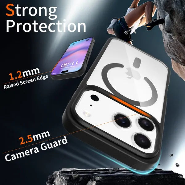 JP MagFit Clear MagSafe obal s N52 magnetom, iPhone 17 Pro, čierny