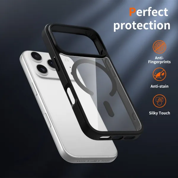 JP MagFit Clear MagSafe obal s N52 magnetom, iPhone 17 Pro, čierny