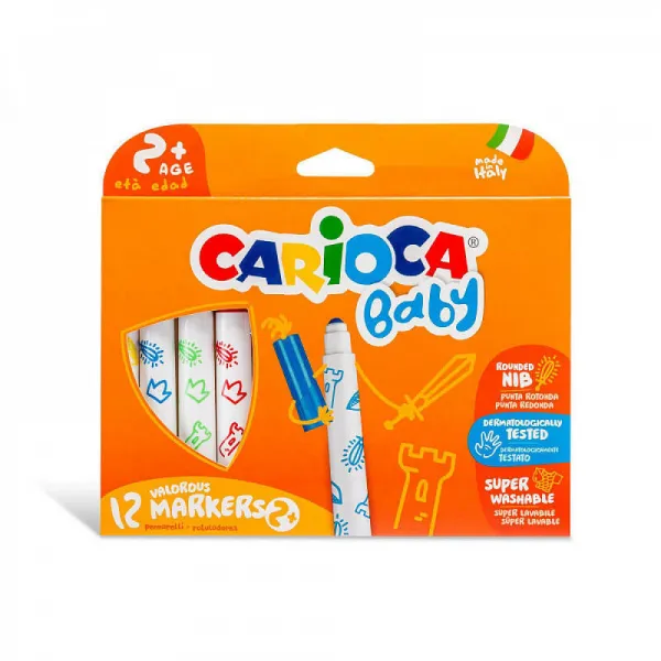Fixky BABY pre deti od 2 rokov Carioca 12ks-CARIOCA + Fixky JUMBO metalické súprava 6 ks-CARIOCA