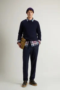 Sveter Woolrich Lambswool Crewneck Melton Blue