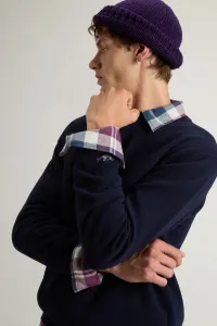 Sveter Woolrich Lambswool Crewneck Melton Blue