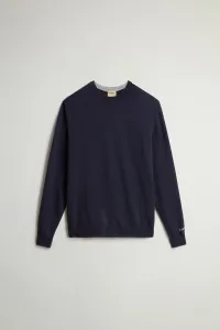 Sveter Woolrich Lambswool Crewneck Melton Blue