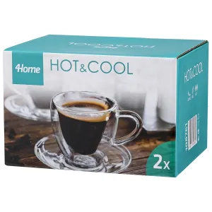 4Home Termo pohár šálka s podšálkou Heart Hot&Cool, 150 ml, 2 ks
