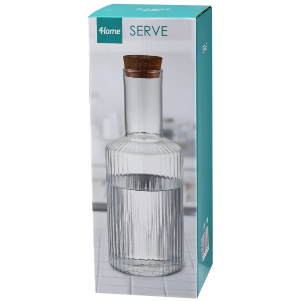 4Home Sklenená karafa s korkovou zátkou Serve, 1 l