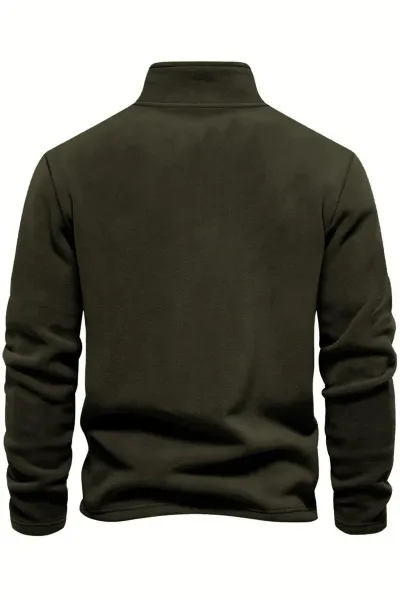 49143 Dewberry Half Zipper Stand Collar Mens Fleece-DARK KHAKI