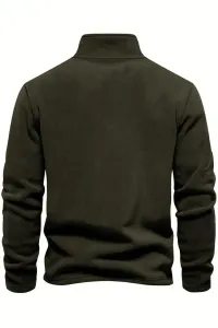 49143 Dewberry Half Zipper Stand Collar Mens Fleece-DARK KHAKI