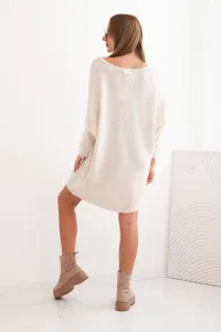 Legínovo Dámske šaty Plus Size z vlny s výstrihom do V tmavo béžové Farba: Svetlobéžová, Veľkosť: UNI