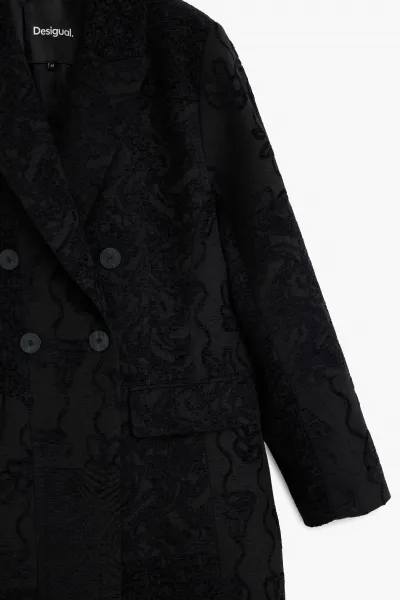 Kabát Desigual PATCH BLACK čierna farba, 25WWEW16